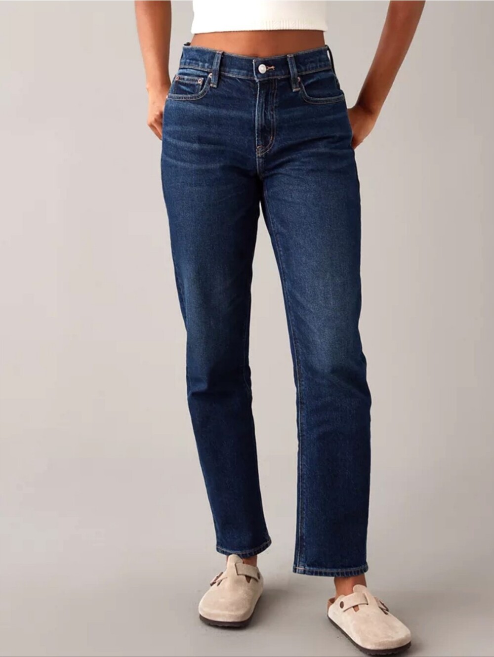 American Eagle Stretch Dark Denim Straight Jeans Womens Sz 4